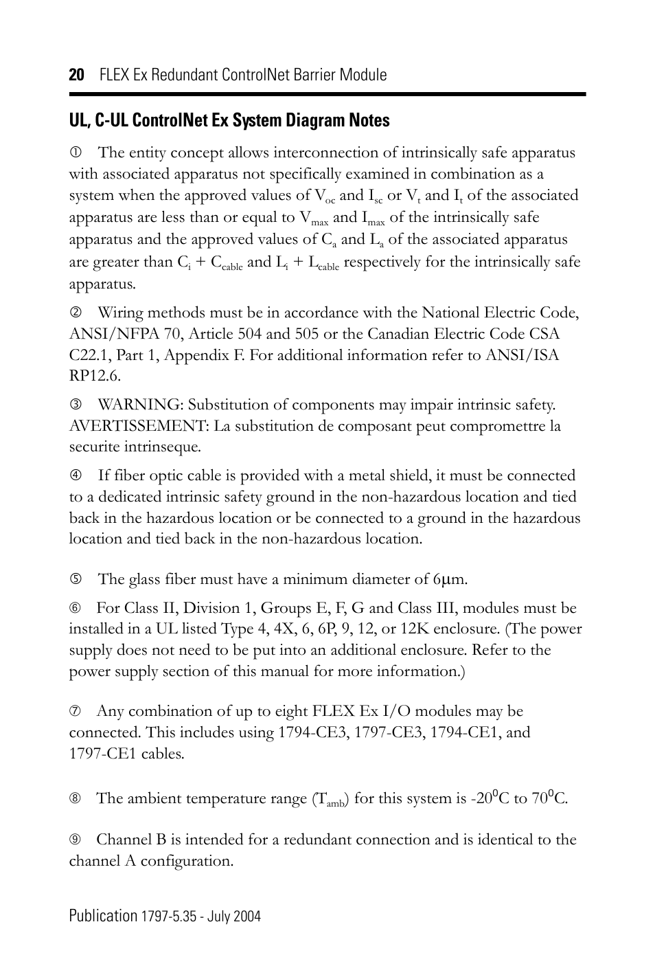 Rockwell Automation 1797-BCNR FLEX Ex Redundant ControlNet Barrier Module User Manual | Page 20 / 24