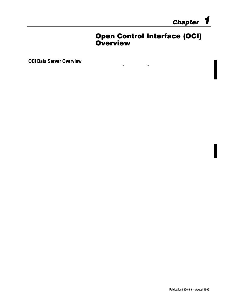 1 - open control interface (oci) overview, Oci data server overview, Open control interface (oci) overview | Rockwell Automation 8520-9API 9/Series OCI API Developer's Guide User Manual | Page 10 / 263