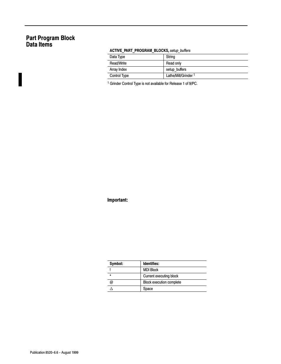 Part program block data items | Rockwell Automation 8520-9API 9/Series OCI API Developer's Guide User Manual | Page 102 / 263