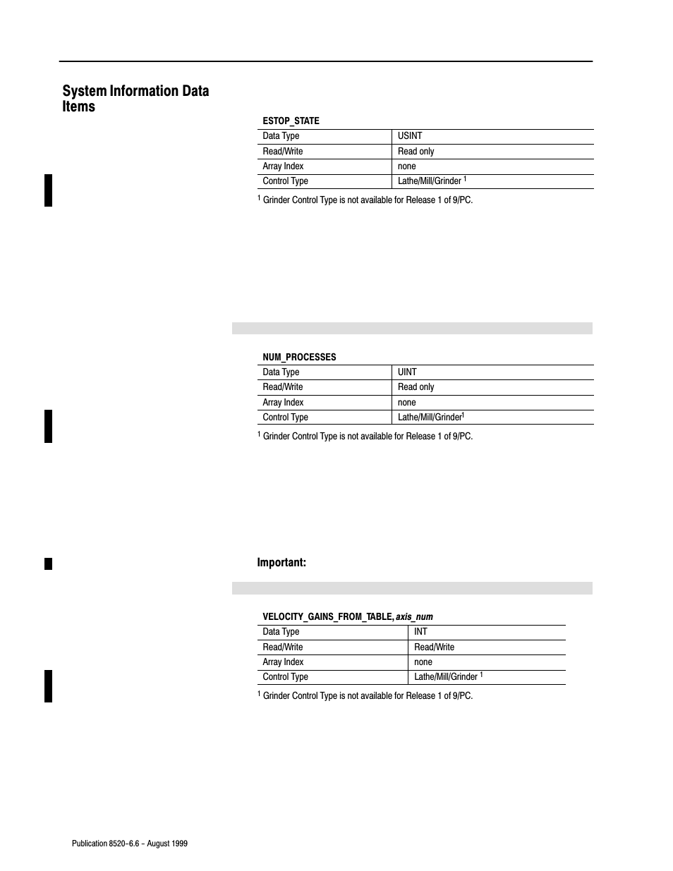 System information data items | Rockwell Automation 8520-9API 9/Series OCI API Developer's Guide User Manual | Page 110 / 263