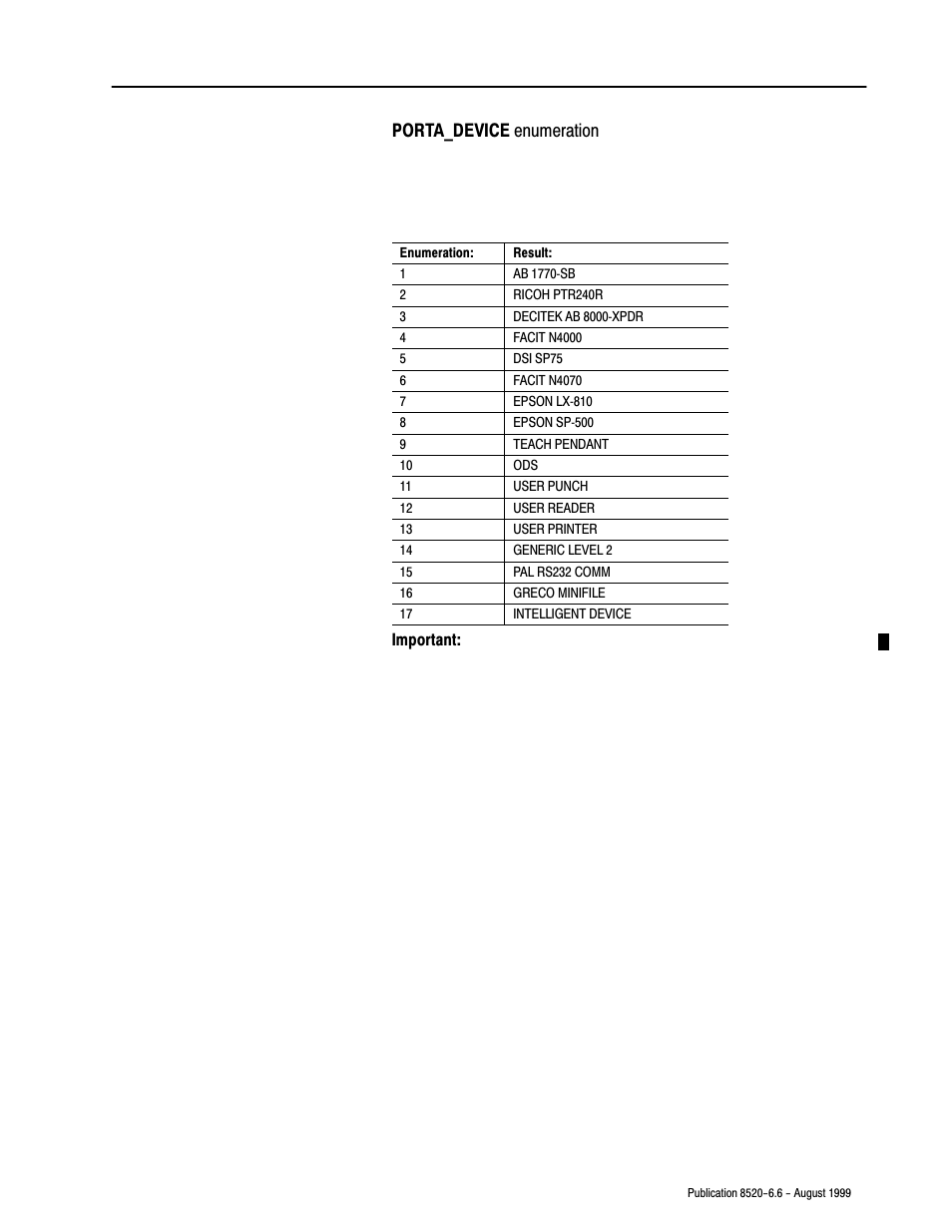 Porta_device enumeration | Rockwell Automation 8520-9API 9/Series OCI API Developer's Guide User Manual | Page 181 / 263