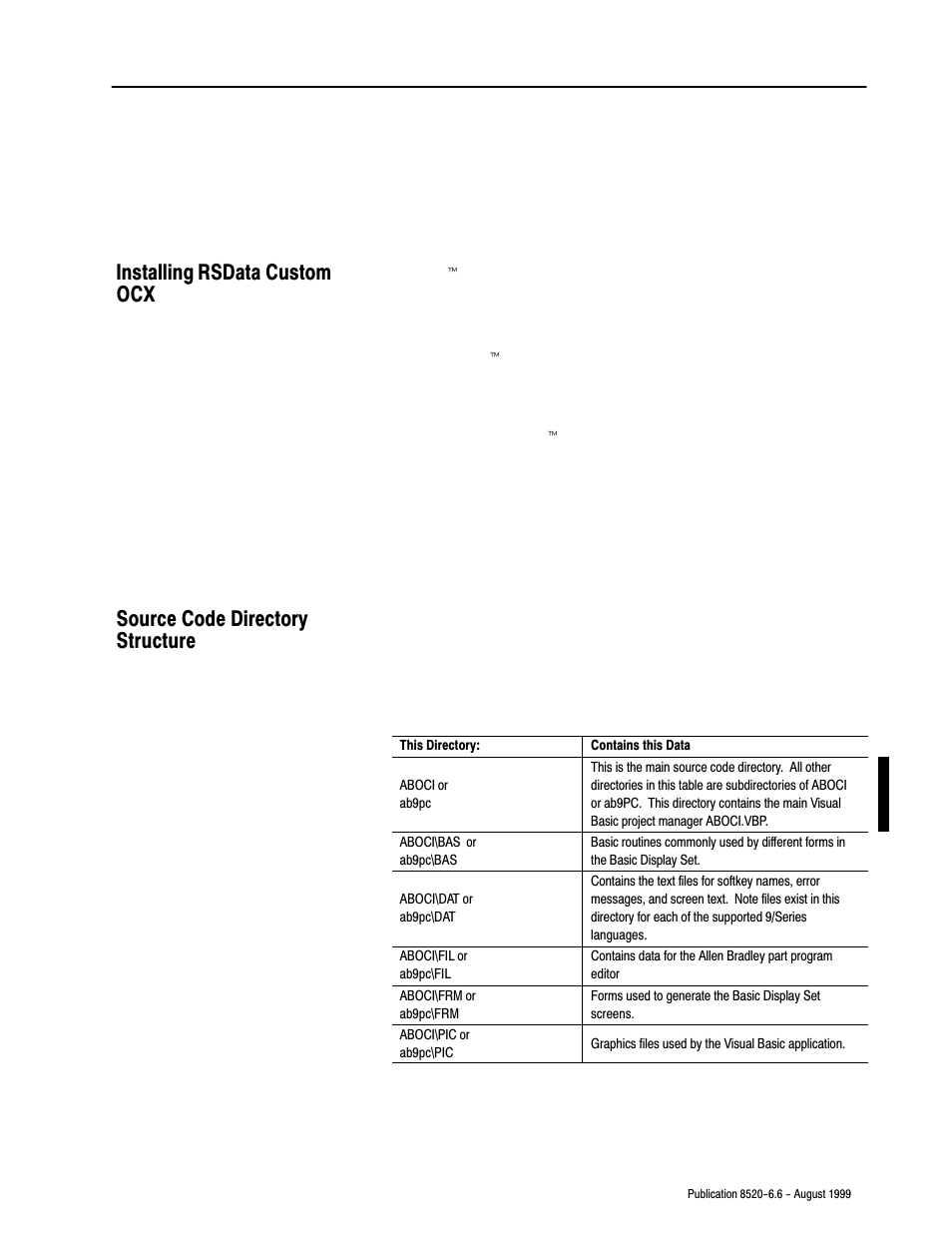 Installing rsdata custom ocx, Source code directory structure | Rockwell Automation 8520-9API 9/Series OCI API Developer's Guide User Manual | Page 24 / 263