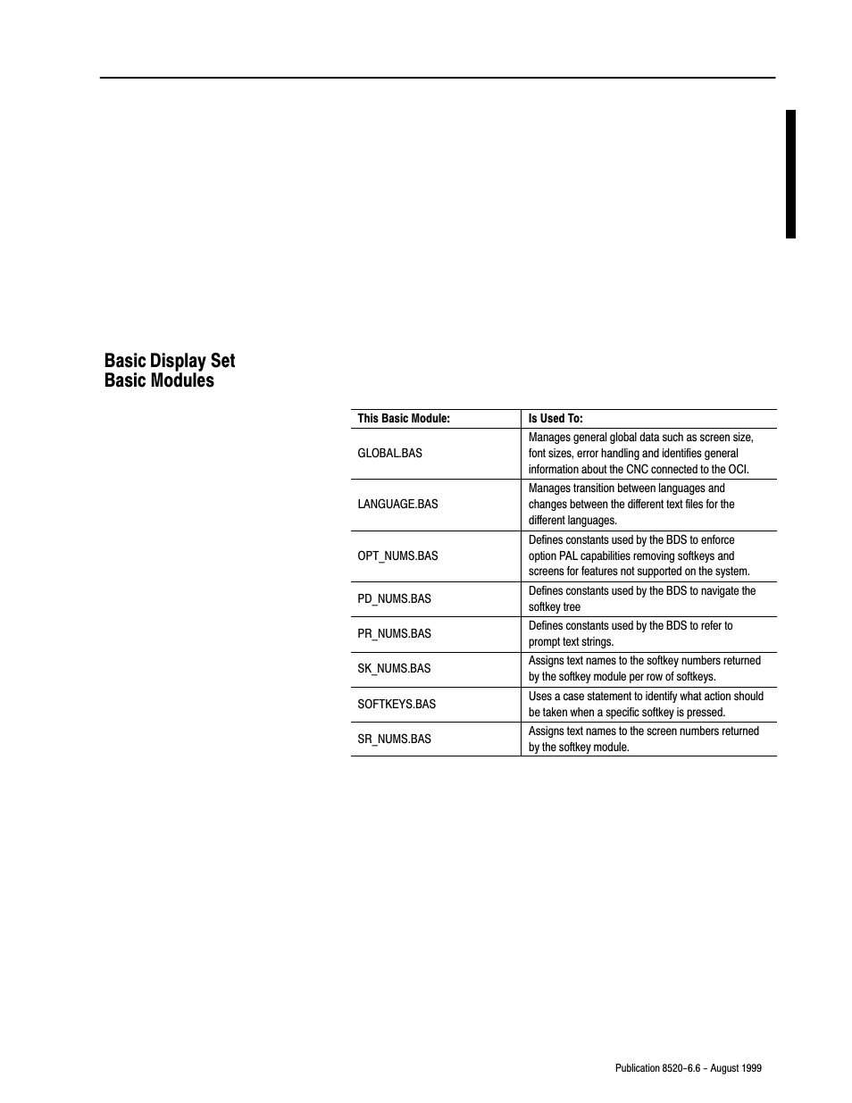 Basic display set basic modules | Rockwell Automation 8520-9API 9/Series OCI API Developer's Guide User Manual | Page 28 / 263