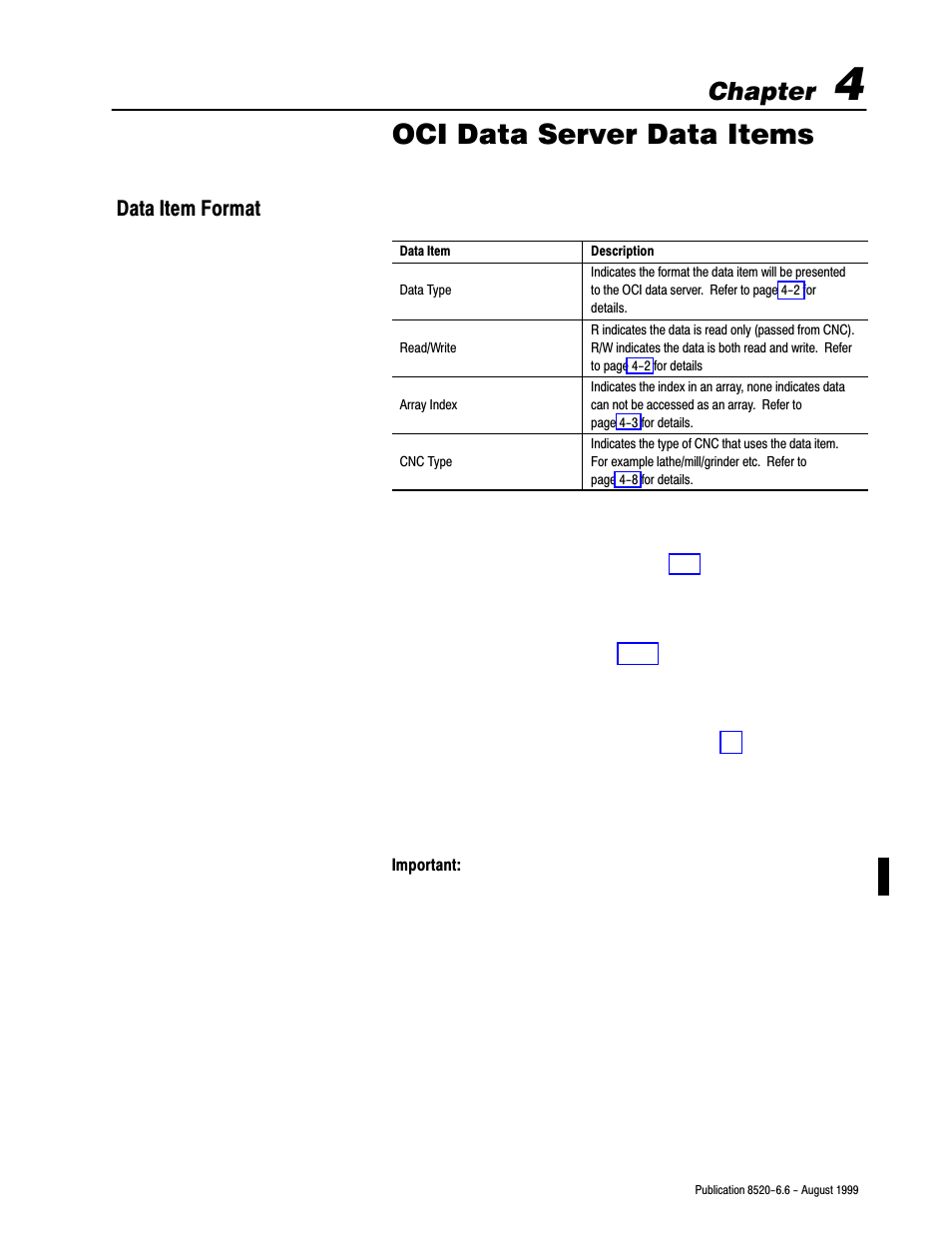 4 - oci data server data items, Data item format, Oci data server data items | Chapter | Rockwell Automation 8520-9API 9/Series OCI API Developer's Guide User Manual | Page 49 / 263