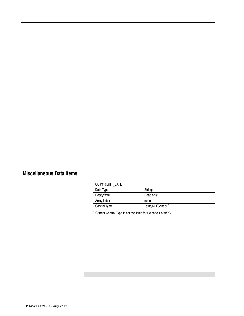 Miscellaneous data items | Rockwell Automation 8520-9API 9/Series OCI API Developer's Guide User Manual | Page 86 / 263