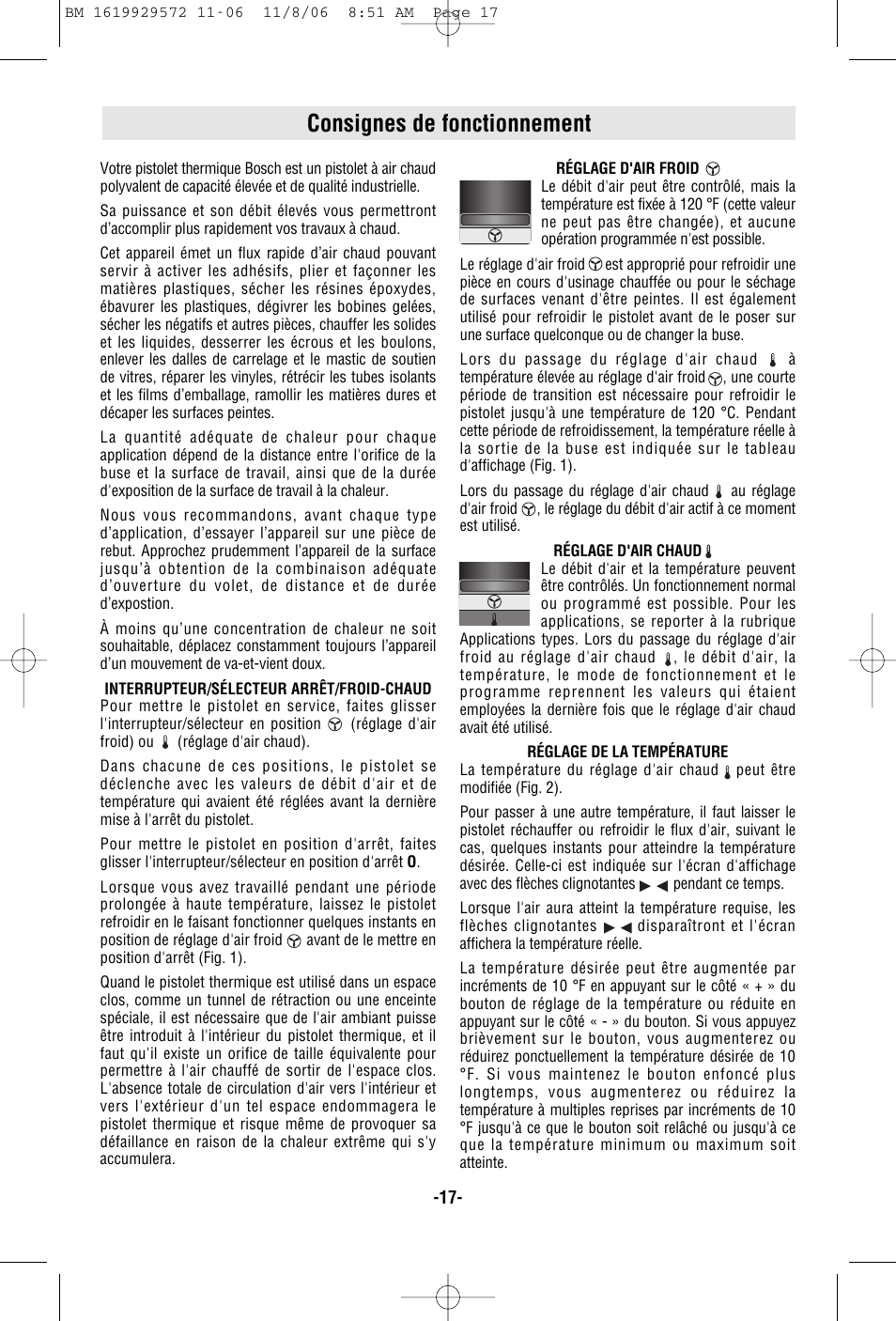 Consignes de fonctionnement | Bosch 1944LCD User Manual | Page 17 / 32