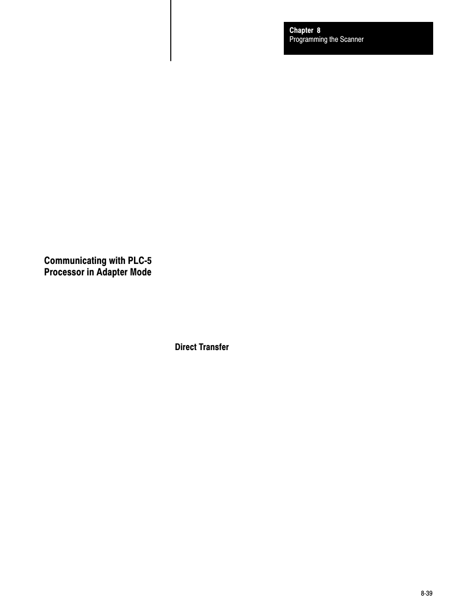 8ć39, Communicating with plcć5 processor in adapter mode | Rockwell Automation 6008-SV2R VMEbus remote I/O Scanner User Manual | Page 173 / 194