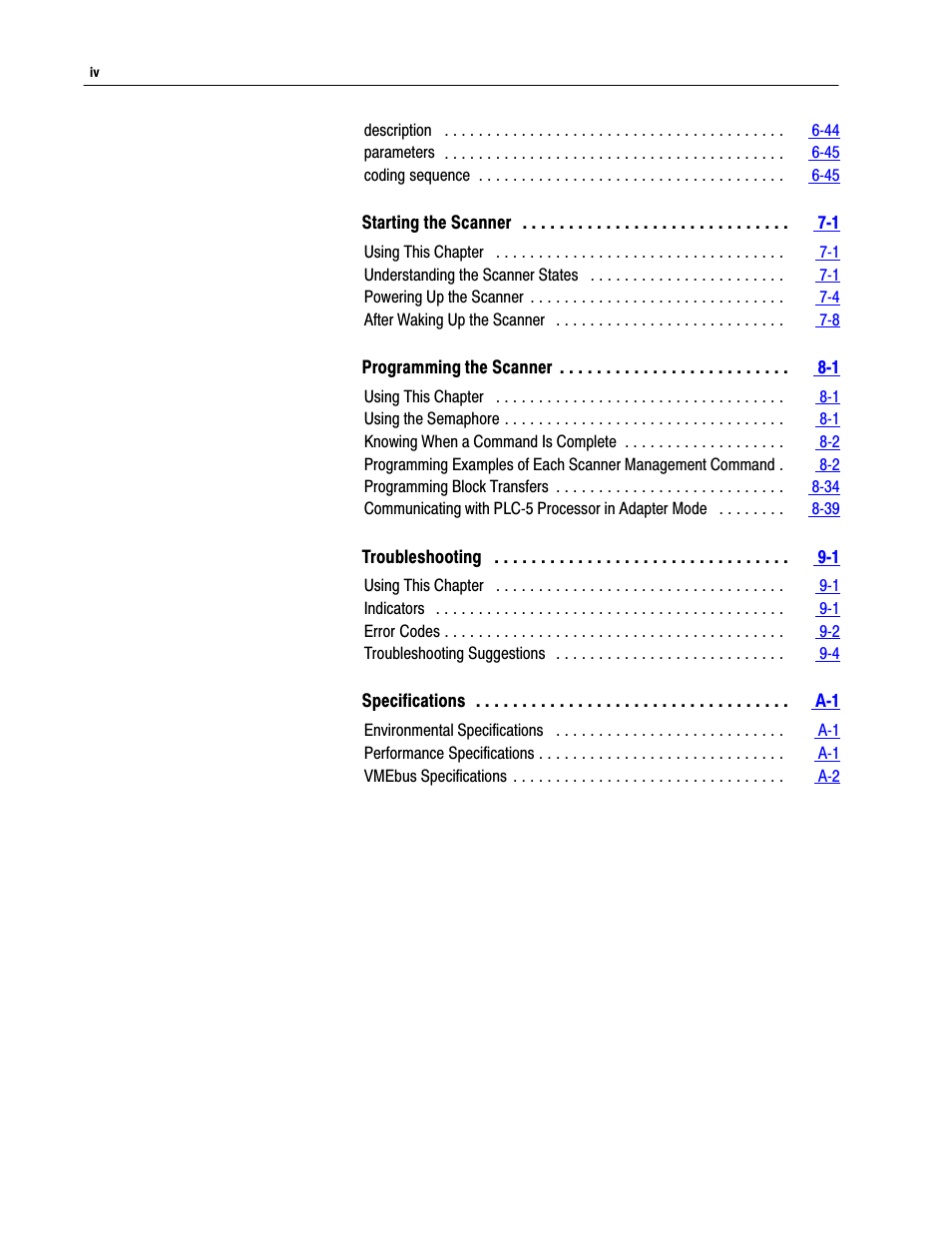Rockwell Automation 6008-SV2R VMEbus remote I/O Scanner User Manual | Page 6 / 194