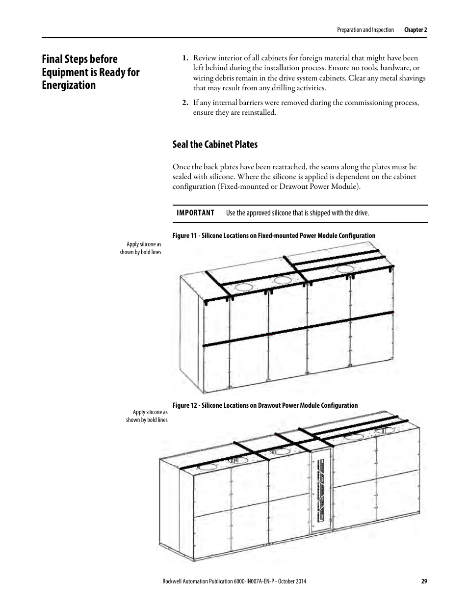 Seal the cabinet plates | Rockwell Automation 6000 PowerFlex Medium Voltage Variable Frequency Drive Commissioning Manual User Manual | Page 29 / 98