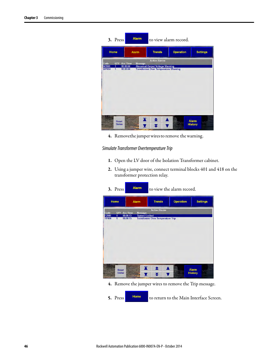 Rockwell Automation 6000 PowerFlex Medium Voltage Variable Frequency Drive Commissioning Manual User Manual | Page 46 / 98