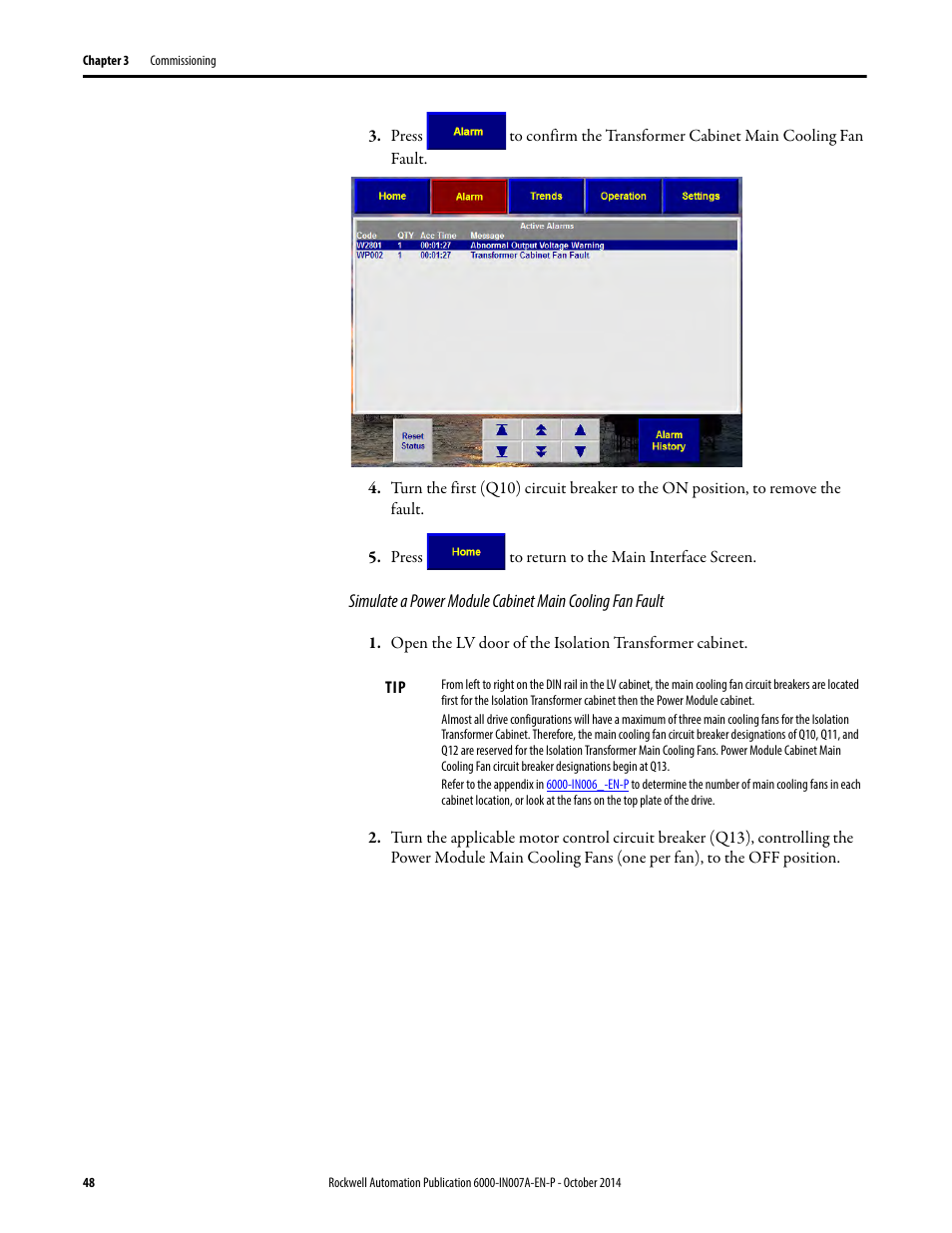 Rockwell Automation 6000 PowerFlex Medium Voltage Variable Frequency Drive Commissioning Manual User Manual | Page 48 / 98