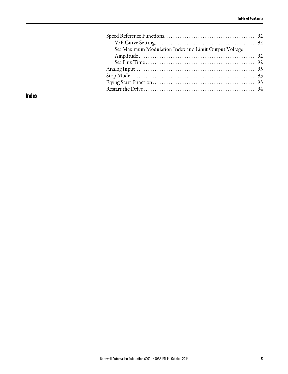 Index | Rockwell Automation 6000 PowerFlex Medium Voltage Variable Frequency Drive Commissioning Manual User Manual | Page 5 / 98