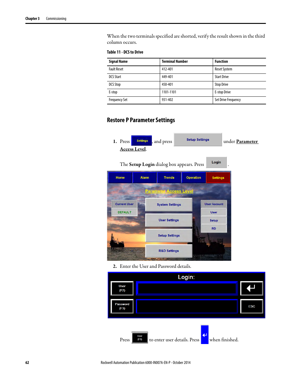 Restore p parameter settings | Rockwell Automation 6000 PowerFlex Medium Voltage Variable Frequency Drive Commissioning Manual User Manual | Page 62 / 98