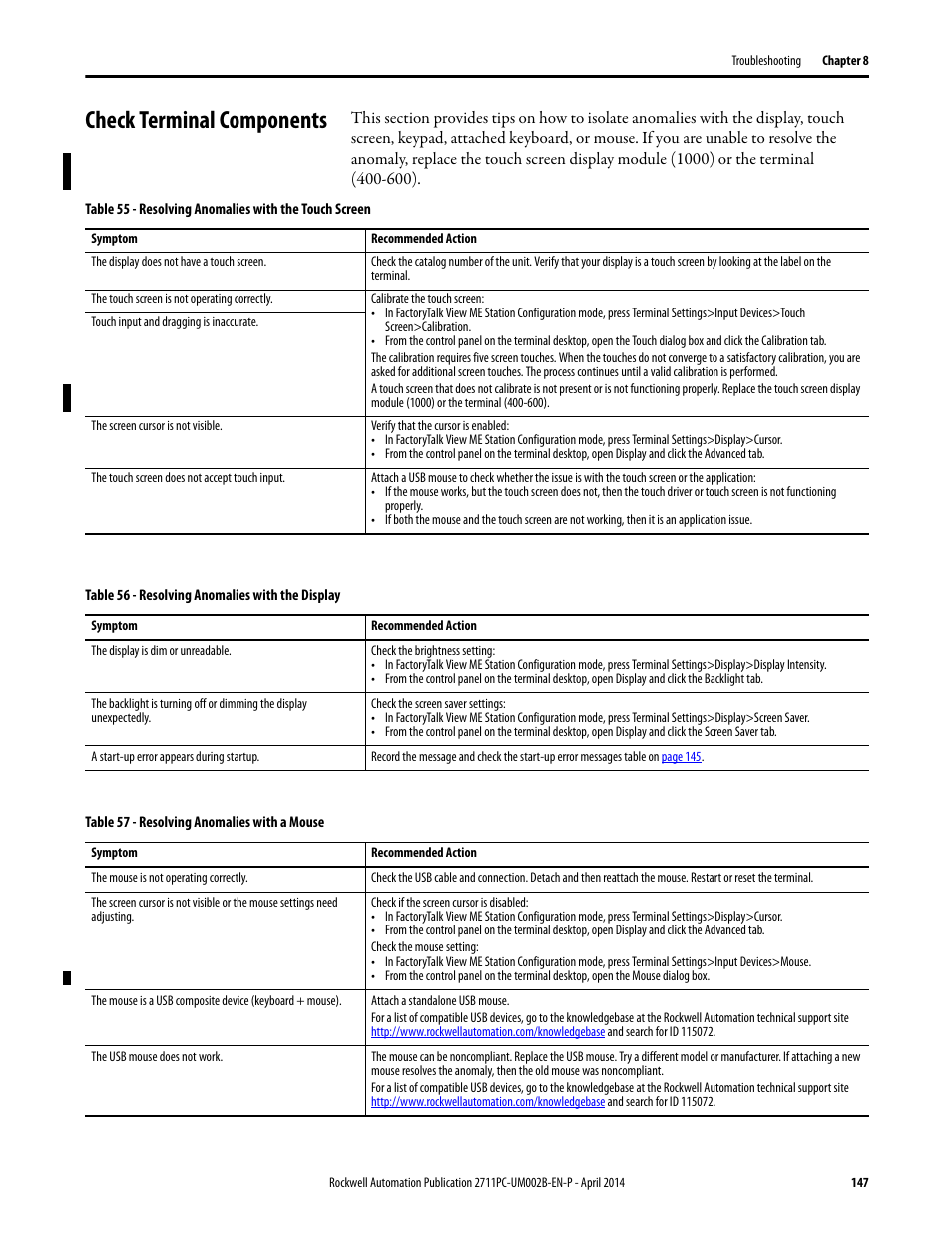 Check terminal components | Rockwell Automation 2711PC-xxxx PanelView Plus 6 Compact Terminals User Manual User Manual | Page 147 / 162