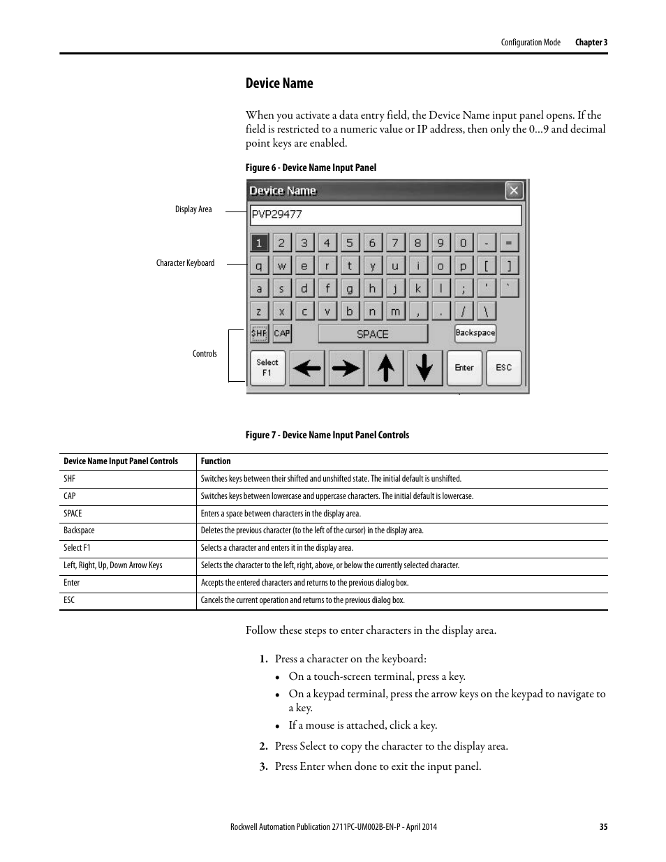 Device name | Rockwell Automation 2711PC-xxxx PanelView Plus 6 Compact Terminals User Manual User Manual | Page 35 / 162