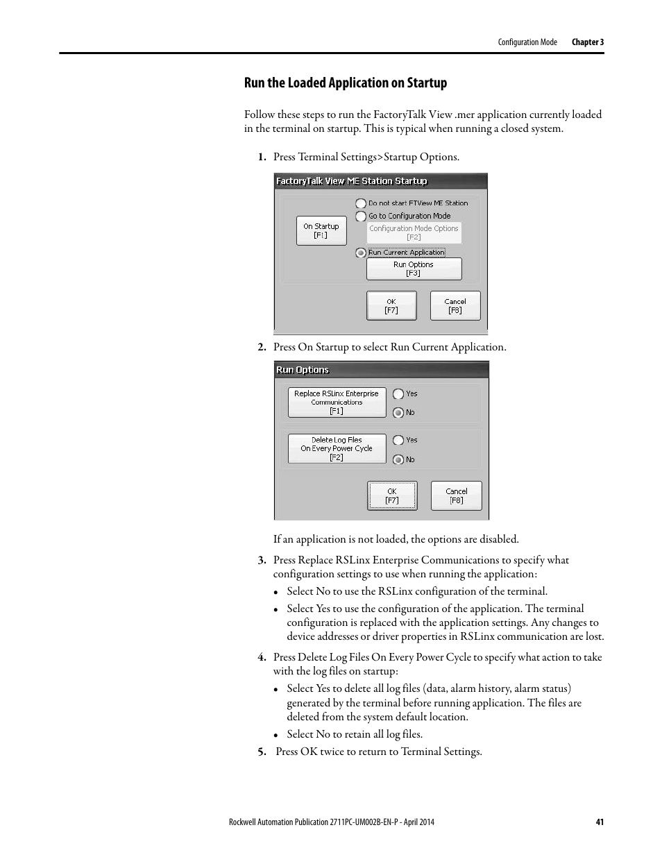 Run the loaded application on startup | Rockwell Automation 2711PC-xxxx PanelView Plus 6 Compact Terminals User Manual User Manual | Page 41 / 162