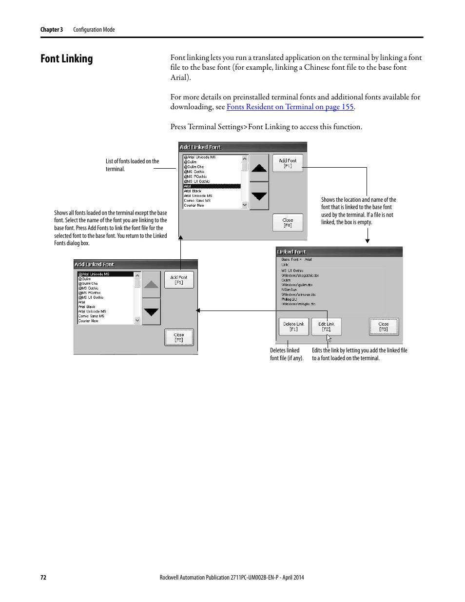 Font linking | Rockwell Automation 2711PC-xxxx PanelView Plus 6 Compact Terminals User Manual User Manual | Page 72 / 162