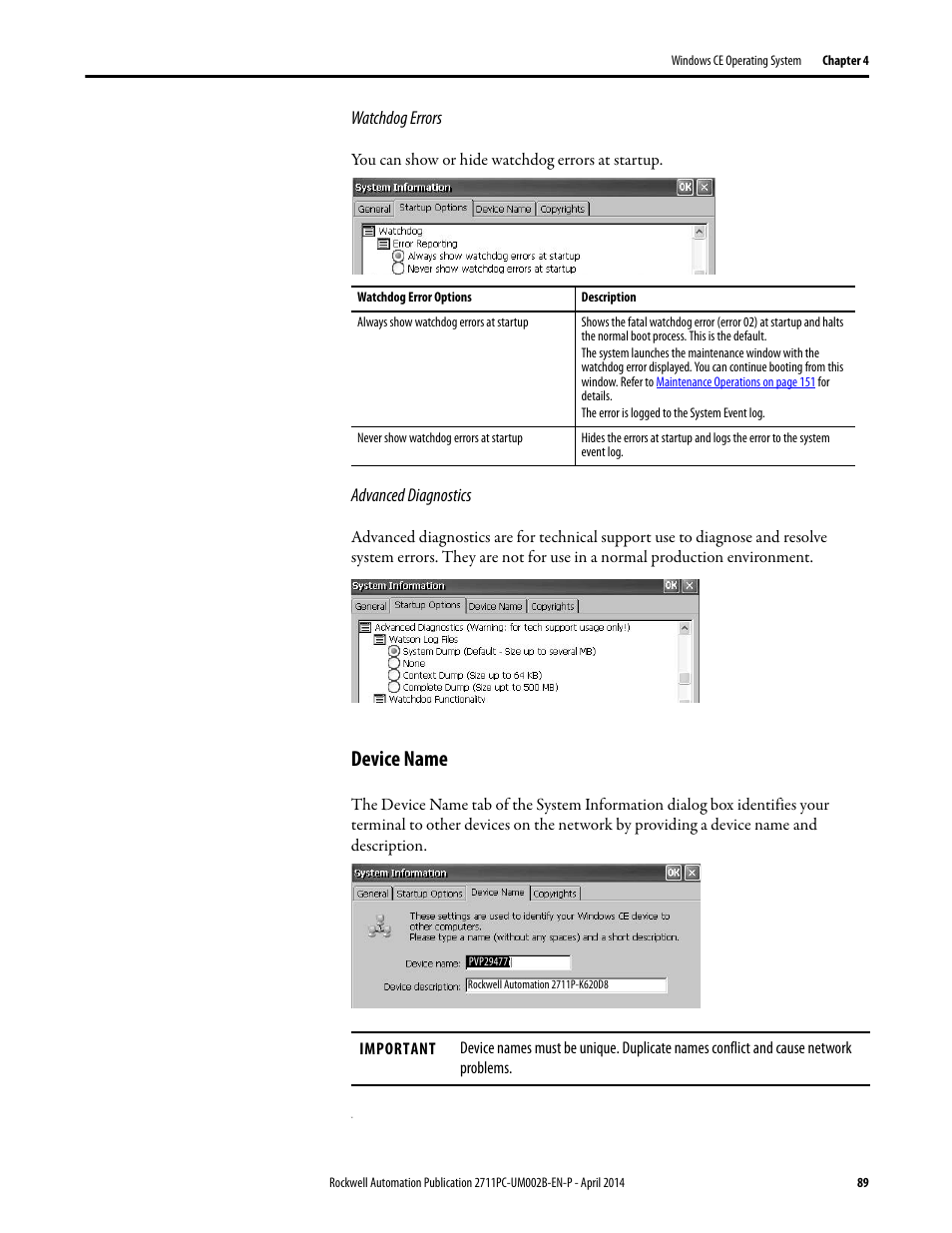Device name | Rockwell Automation 2711PC-xxxx PanelView Plus 6 Compact Terminals User Manual User Manual | Page 89 / 162