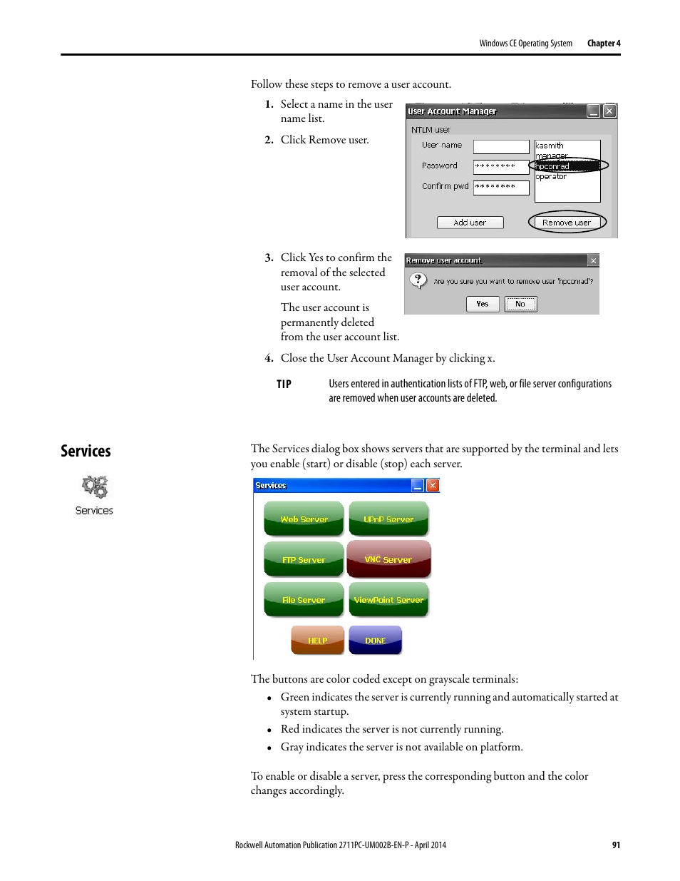 Services | Rockwell Automation 2711PC-xxxx PanelView Plus 6 Compact Terminals User Manual User Manual | Page 91 / 162