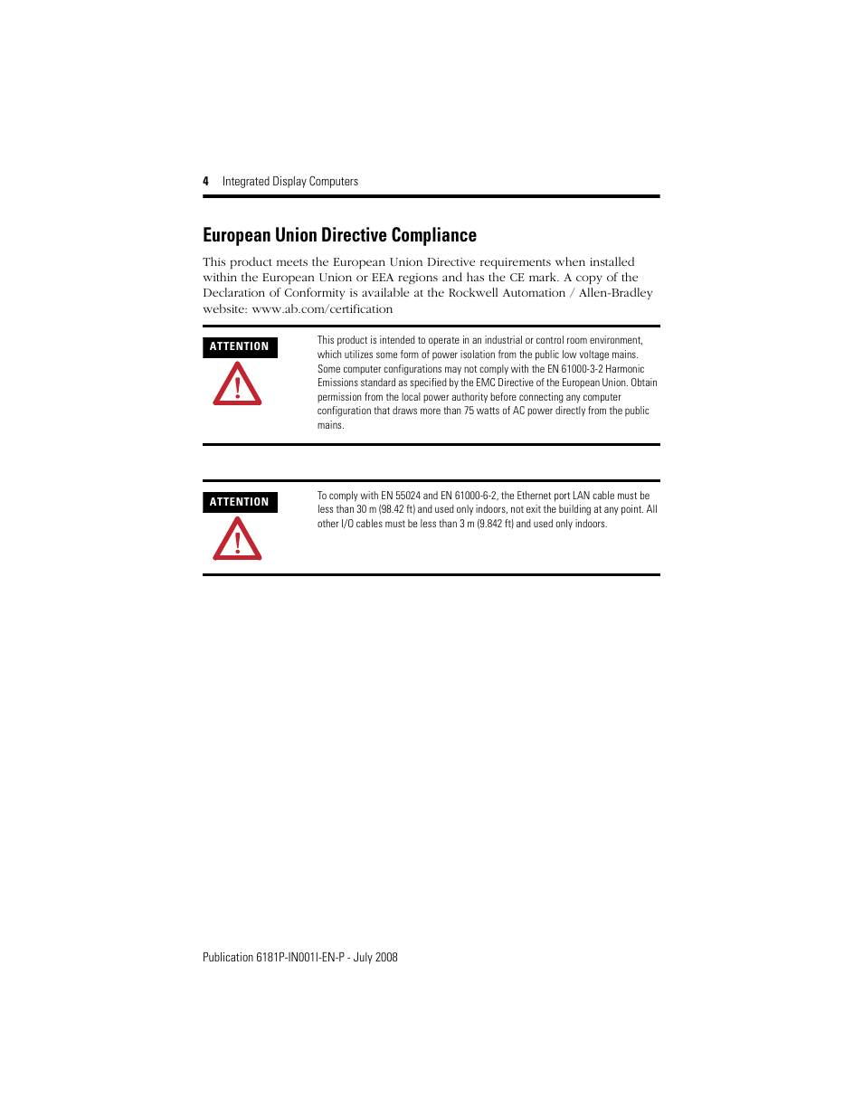 European union directive compliance | Rockwell Automation 6181P_F VersaView 6181P Integrated Display Computers Install User Manual | Page 4 / 20
