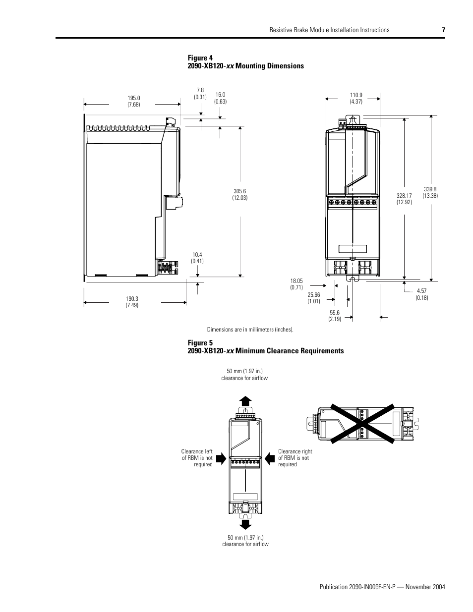 4 and 6 | Rockwell Automation 2090-XBxxx Resistive Brake Module Installation Instructions User Manual | Page 7 / 24