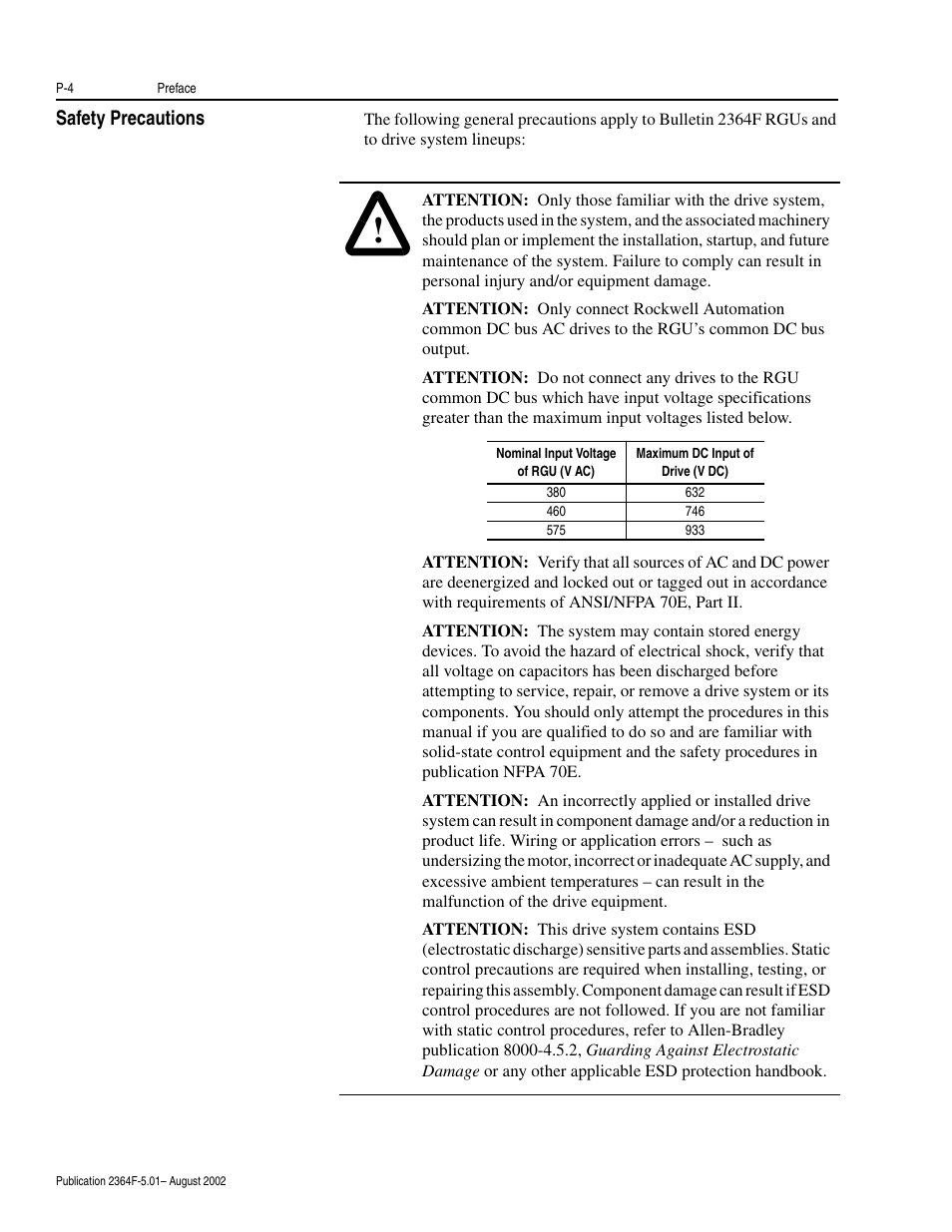 Safety precautions | Rockwell Automation 2364F Regenerative DC Bus Supply Unit (RGU) User Manual | Page 12 / 222