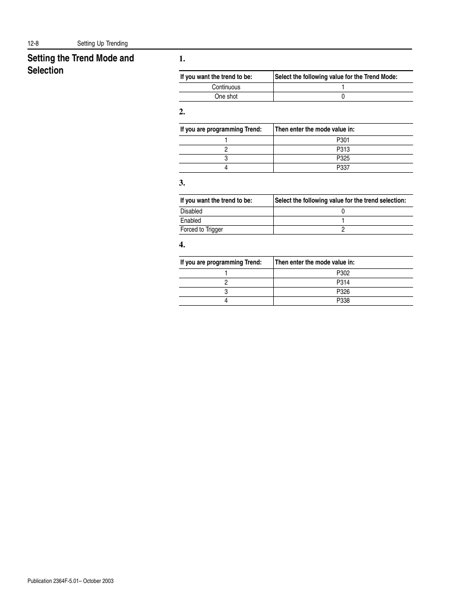 Setting the trend mode and selection, Setting the trend mode and selection -8 | Rockwell Automation 2364F Regenerative DC Bus Supply Unit (RGU) User Manual | Page 126 / 222