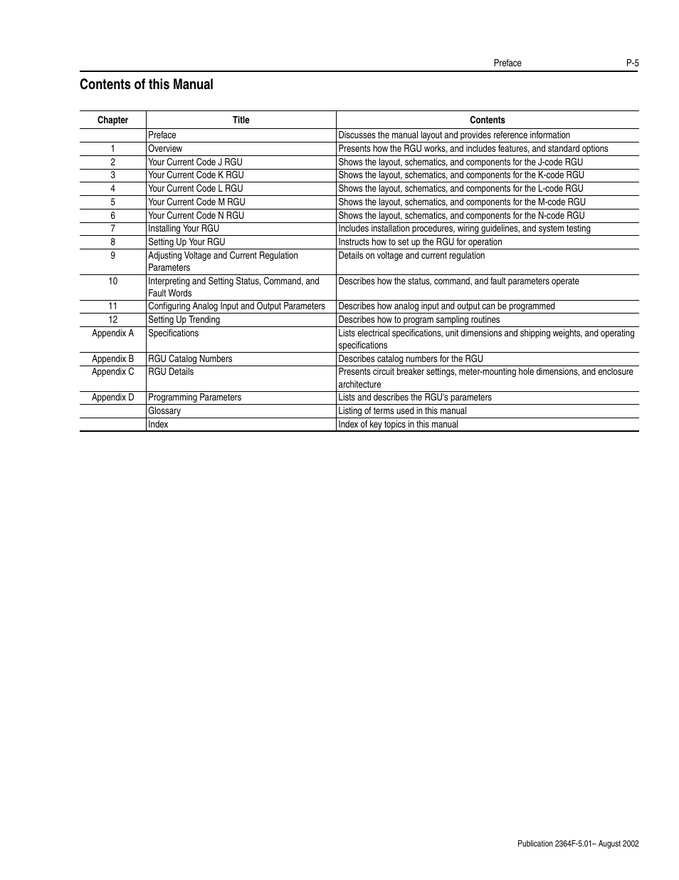 Contents of this manual | Rockwell Automation 2364F Regenerative DC Bus Supply Unit (RGU) User Manual | Page 13 / 222