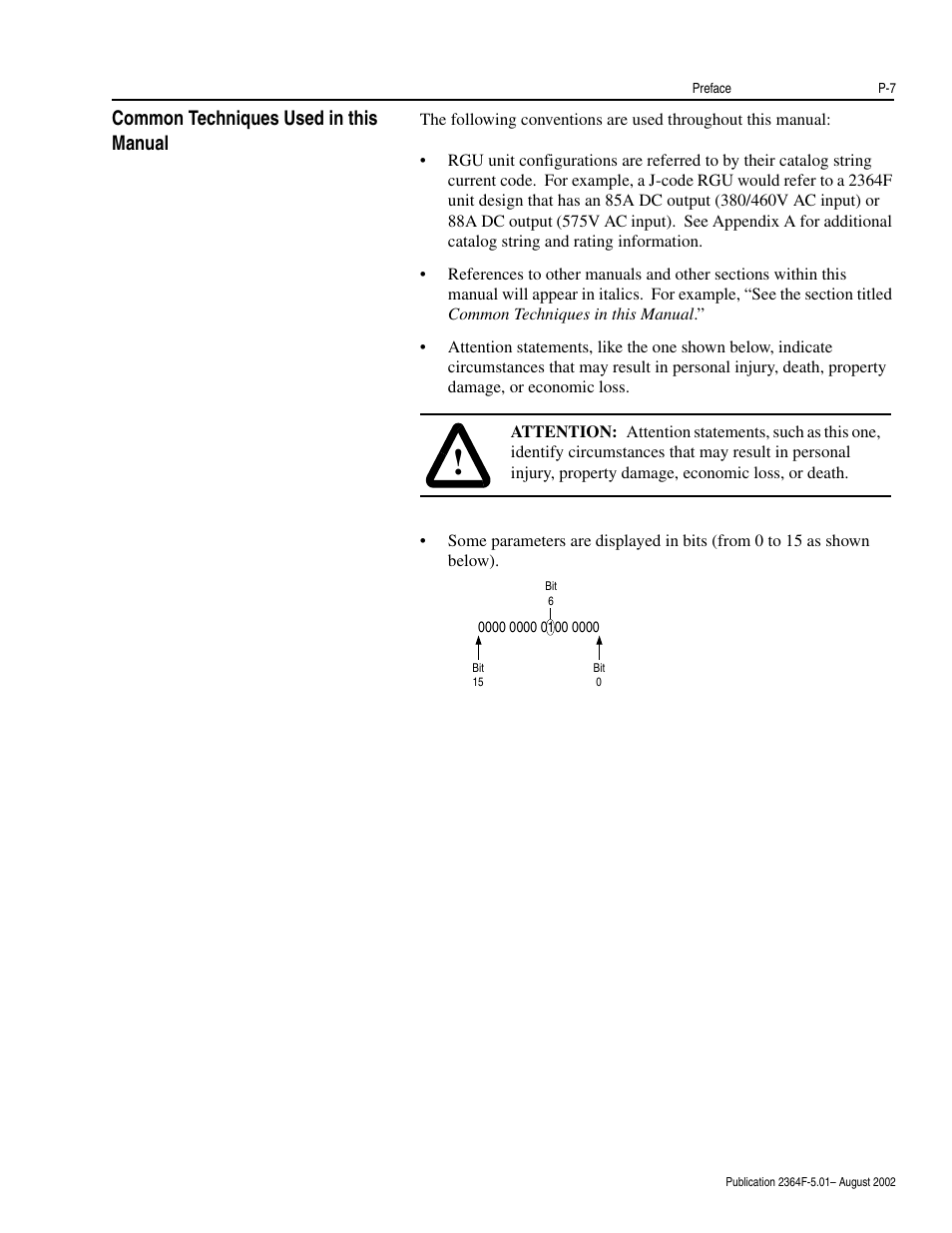 Common techniques used in this manual | Rockwell Automation 2364F Regenerative DC Bus Supply Unit (RGU) User Manual | Page 15 / 222