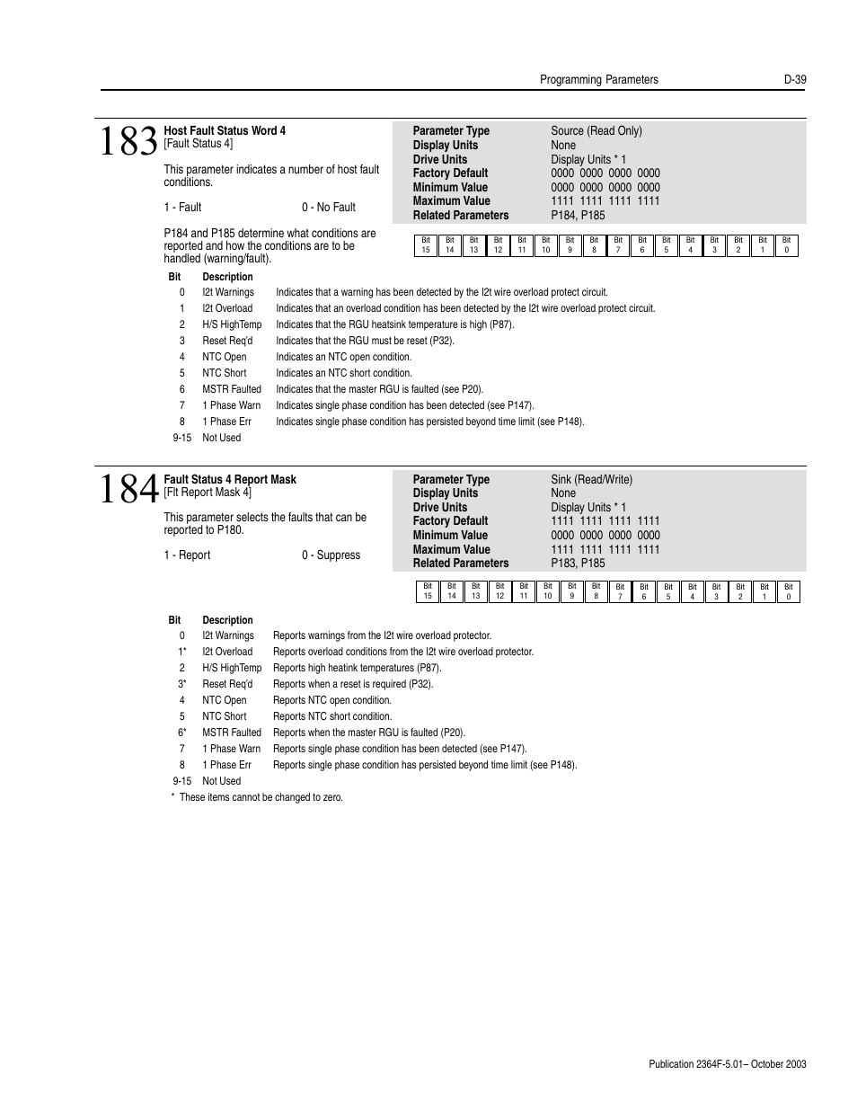 Rockwell Automation 2364F Regenerative DC Bus Supply Unit (RGU) User Manual | Page 183 / 222