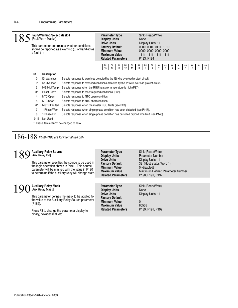 Rockwell Automation 2364F Regenerative DC Bus Supply Unit (RGU) User Manual | Page 184 / 222