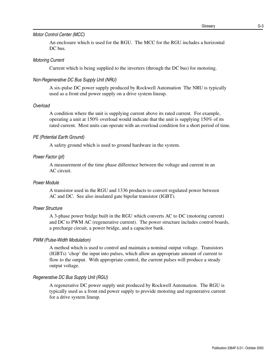 Rockwell Automation 2364F Regenerative DC Bus Supply Unit (RGU) User Manual | Page 215 / 222