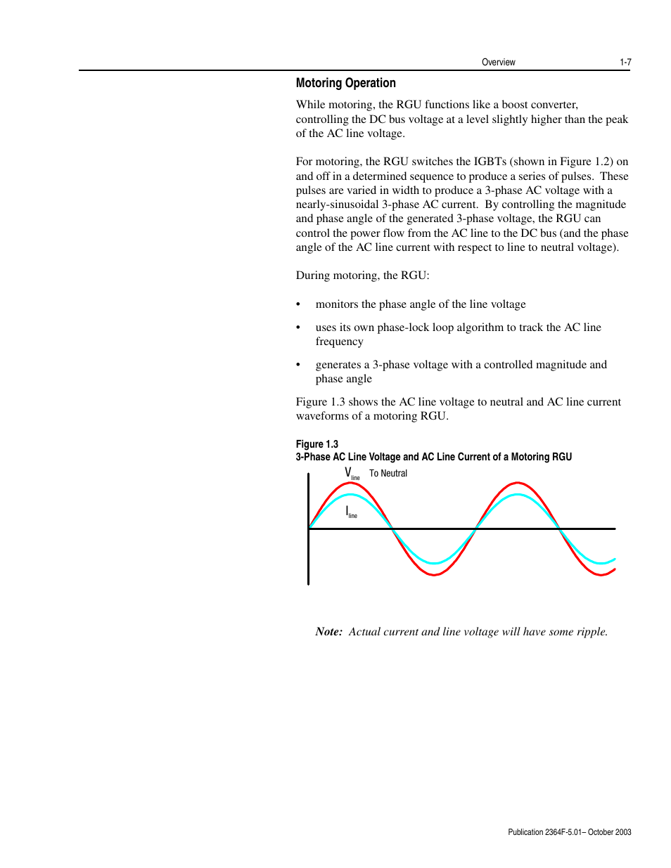 Motoring operation, Motoring operation -7 | Rockwell Automation 2364F Regenerative DC Bus Supply Unit (RGU) User Manual | Page 23 / 222