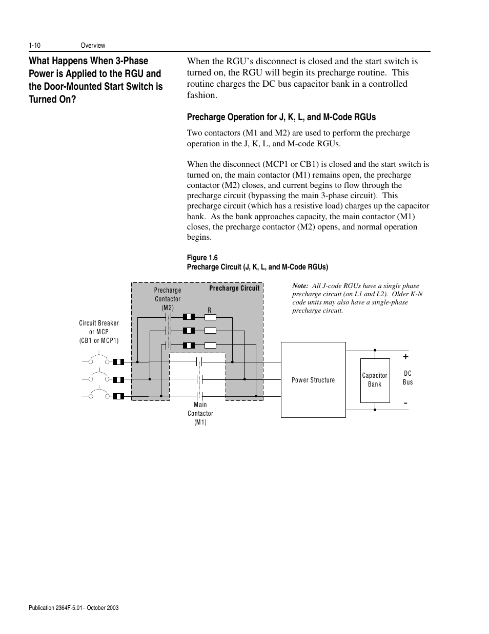Precharge operation for j, k, l, and m-code rgus | Rockwell Automation 2364F Regenerative DC Bus Supply Unit (RGU) User Manual | Page 26 / 222