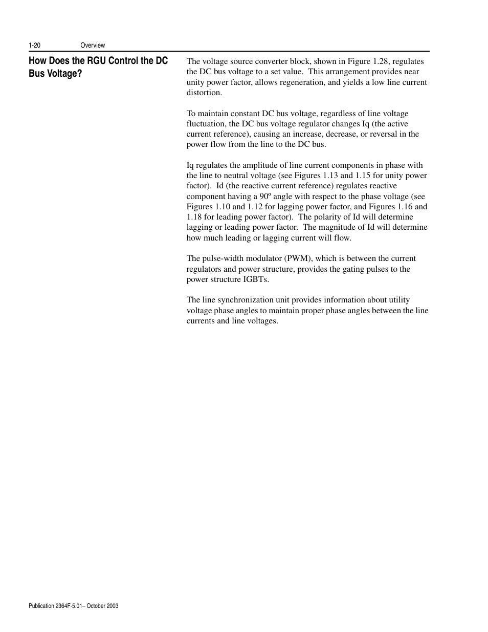 How does the rgu control the dc bus voltage, How does the rgu control the dc bus voltage? -20 | Rockwell Automation 2364F Regenerative DC Bus Supply Unit (RGU) User Manual | Page 36 / 222