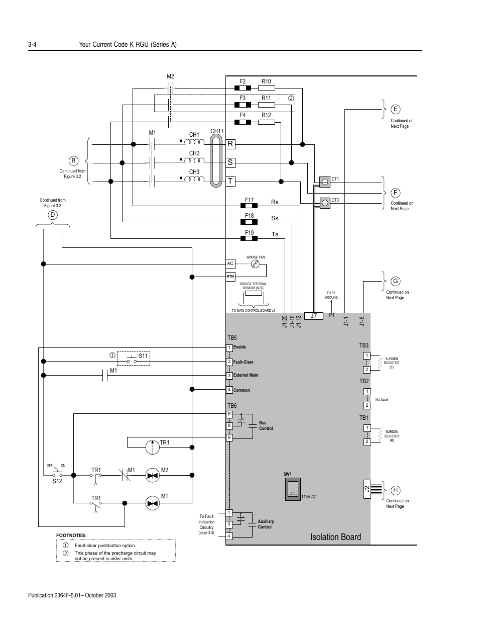 Isolation board, Rs t, 4 your current code k rgu (series a) | Rockwell Automation 2364F Regenerative DC Bus Supply Unit (RGU) User Manual | Page 50 / 222