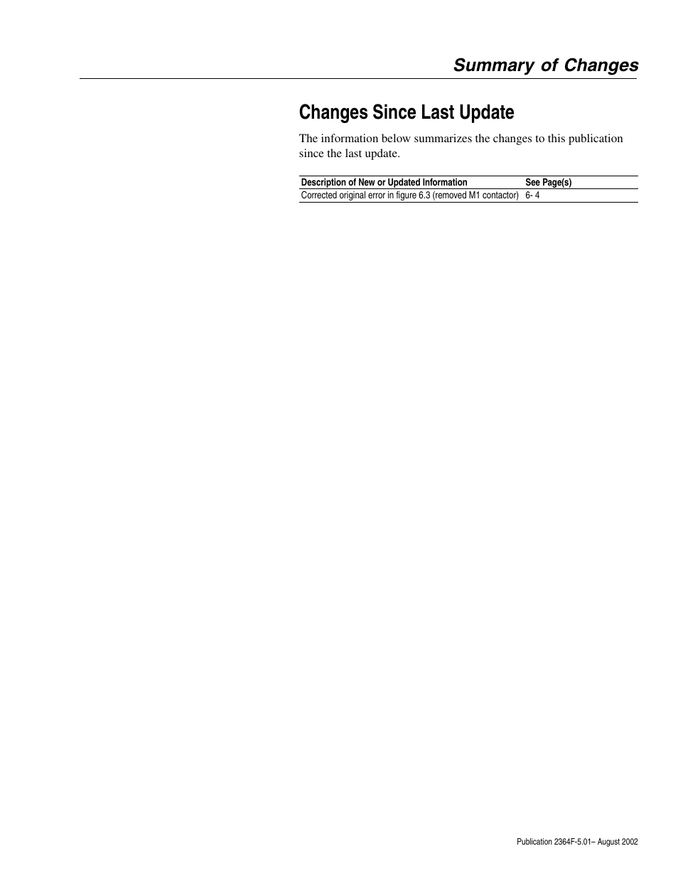 Summary of changes, Changes since last update | Rockwell Automation 2364F Regenerative DC Bus Supply Unit (RGU) User Manual | Page 7 / 222