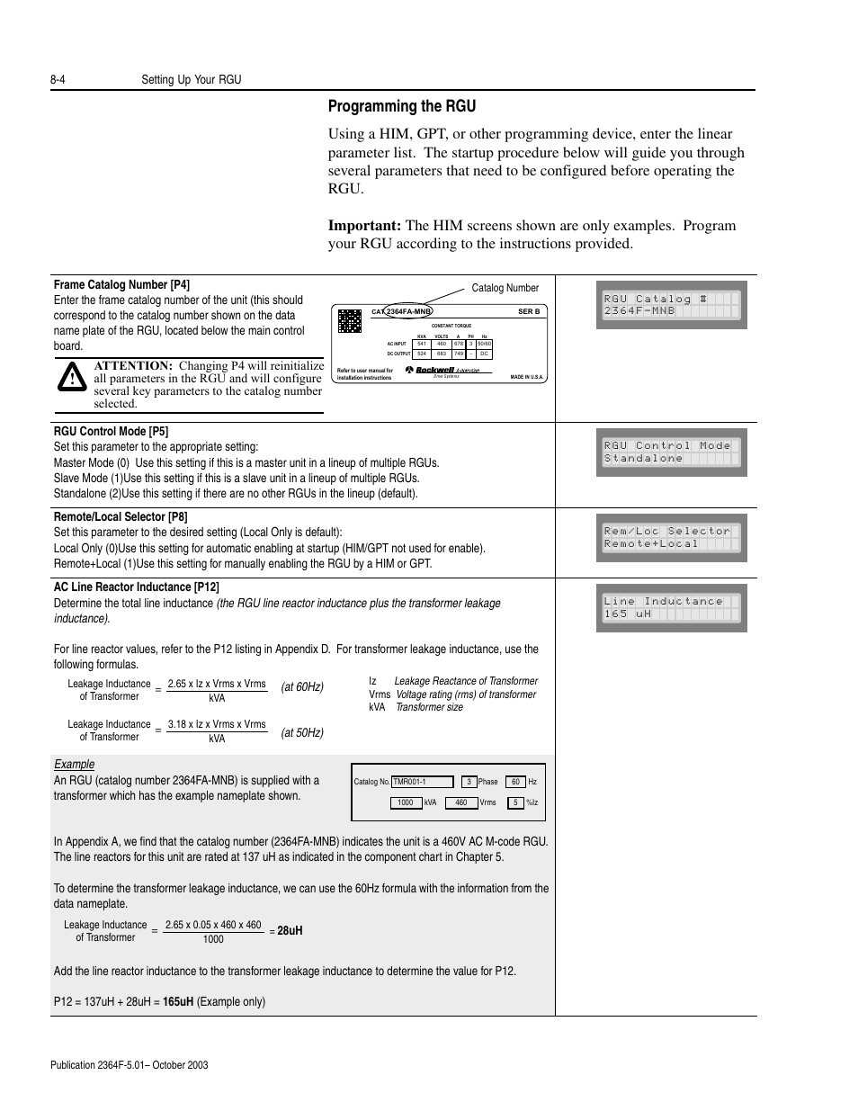 Programming the rgu, Programming the rgu -4 | Rockwell Automation 2364F Regenerative DC Bus Supply Unit (RGU) User Manual | Page 88 / 222