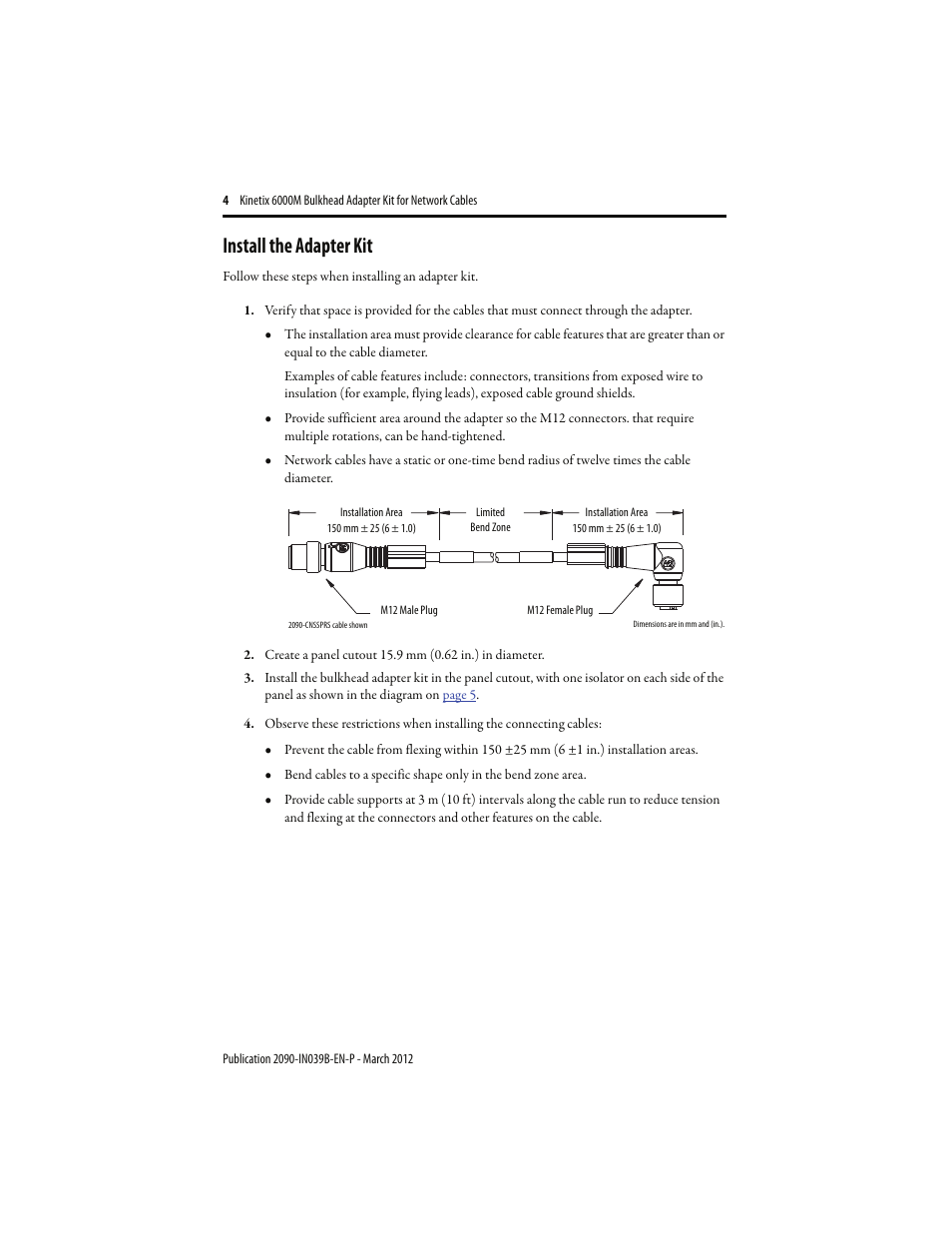 Install the adapter kit | Rockwell Automation 2090-CBUSPSS Kinetix 6000M Bulkhead Cable Adapter Kit Installation Instructions User Manual | Page 4 / 8