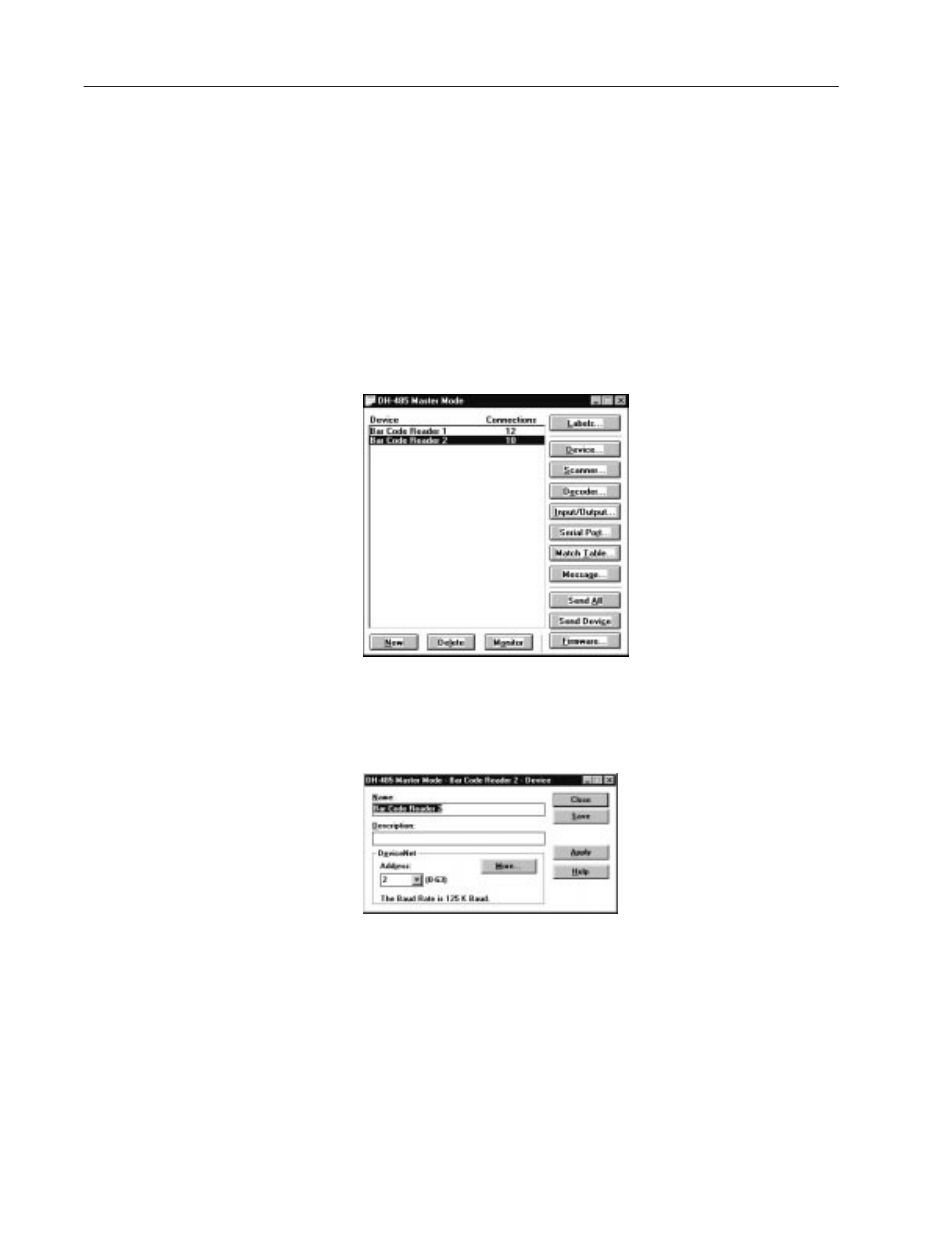 Sending the configuration to reader 1, Configuring bar code reader 2 | Rockwell Automation 2755-SNx Adaptascan Bar Code Readers User Manual | Page 122 / 354