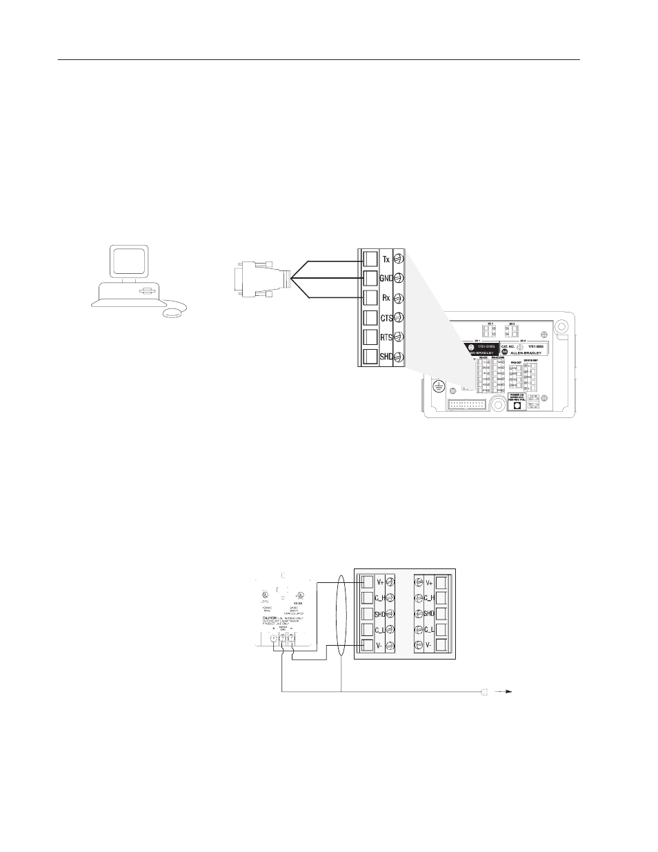 Connecting a computer to the reader, Connecting a power supply to the reader | Rockwell Automation 2755-SNx Adaptascan Bar Code Readers User Manual | Page 29 / 354