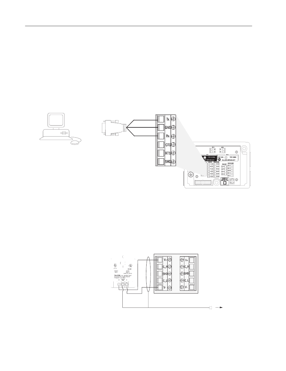 Connecting a computer to the reader, Connecting a power supply to the reader | Rockwell Automation 2755-SNx Adaptascan Bar Code Readers User Manual | Page 41 / 354