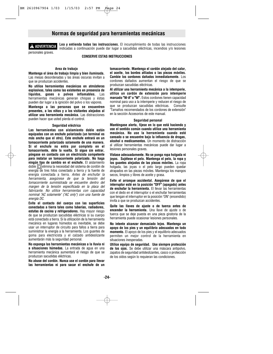 Normas de seguridad para herramientas mecánicas | Bosch 1655 User Manual | Page 24 / 36