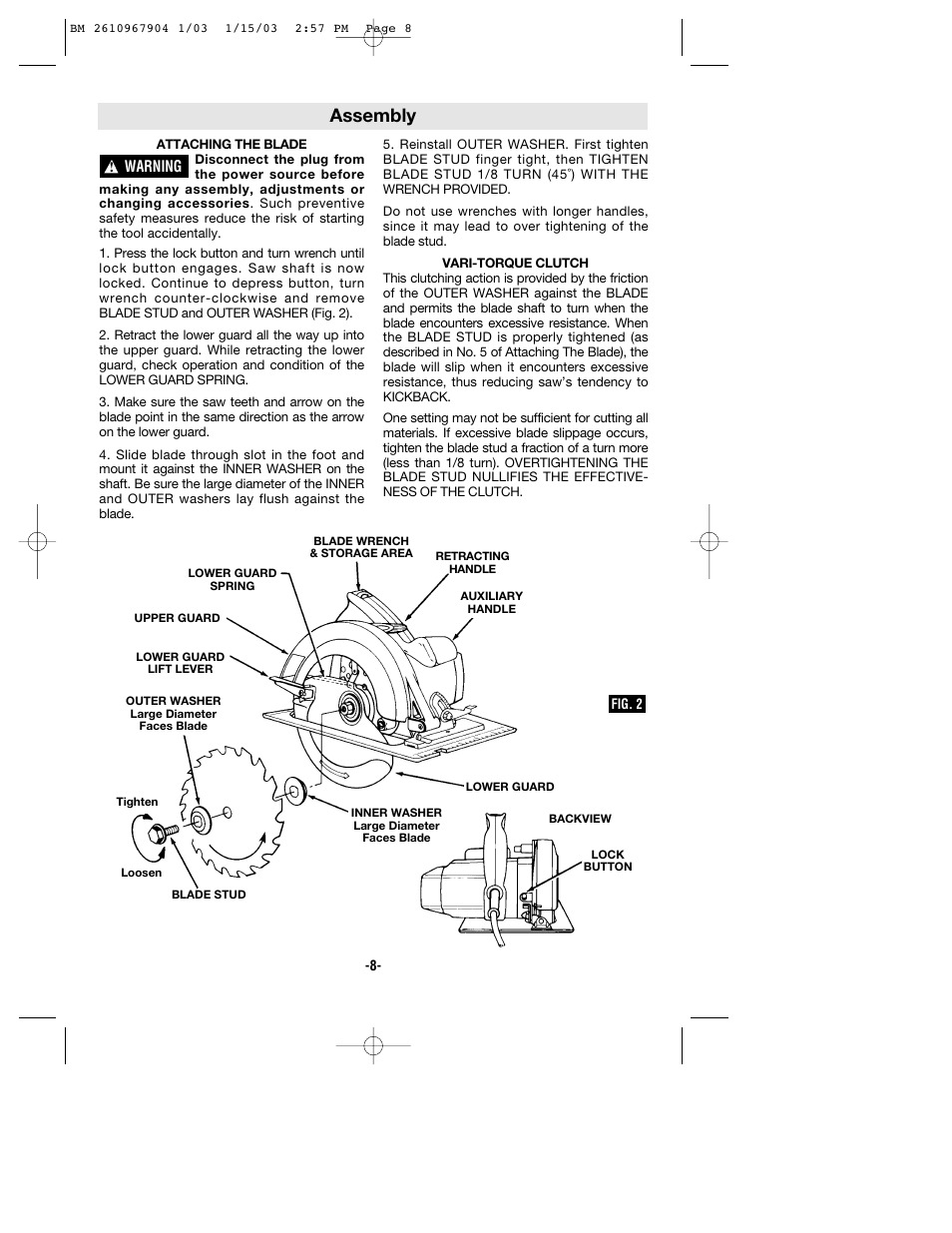 Assembly | Bosch 1655 User Manual | Page 8 / 36