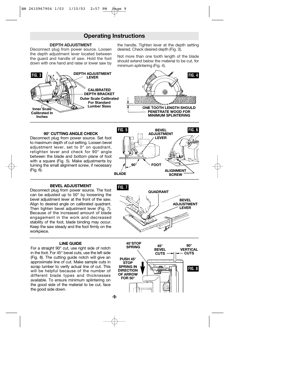 Operating instructions | Bosch 1655 User Manual | Page 9 / 36