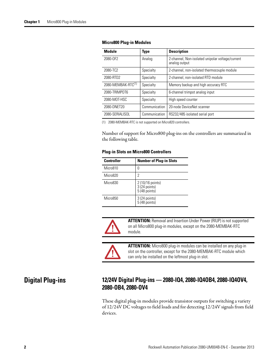 Digital plug-ins | Rockwell Automation 2080 Micro800 Digital and Analog Plug-in Modules User Manual | Page 10 / 108