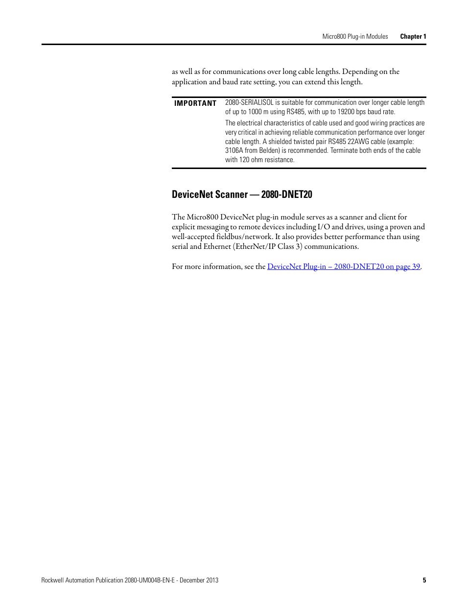 Devicenet scanner — 2080-dnet20 | Rockwell Automation 2080 Micro800 Digital and Analog Plug-in Modules User Manual | Page 13 / 108