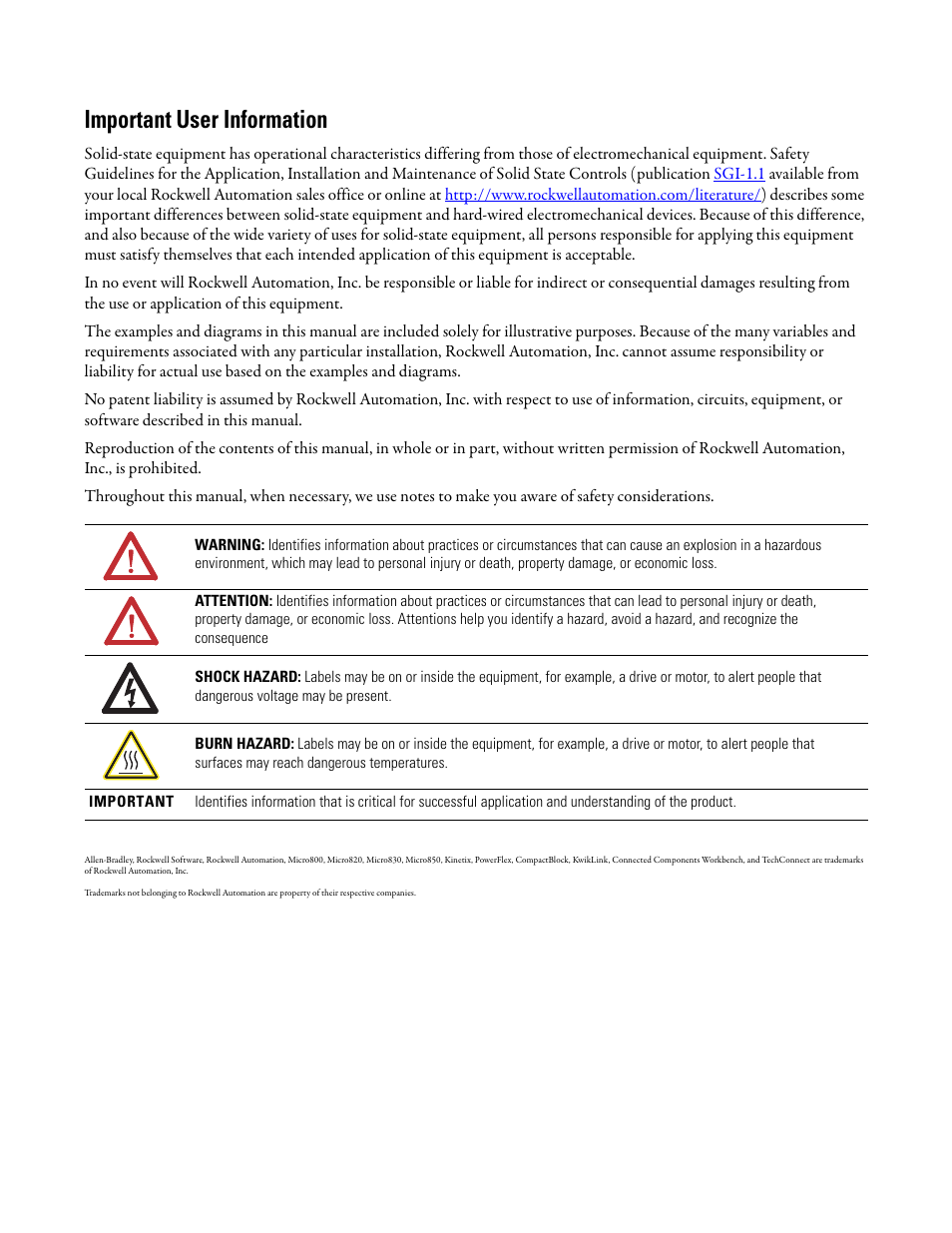 Important user information | Rockwell Automation 2080 Micro800 Digital and Analog Plug-in Modules User Manual | Page 2 / 108