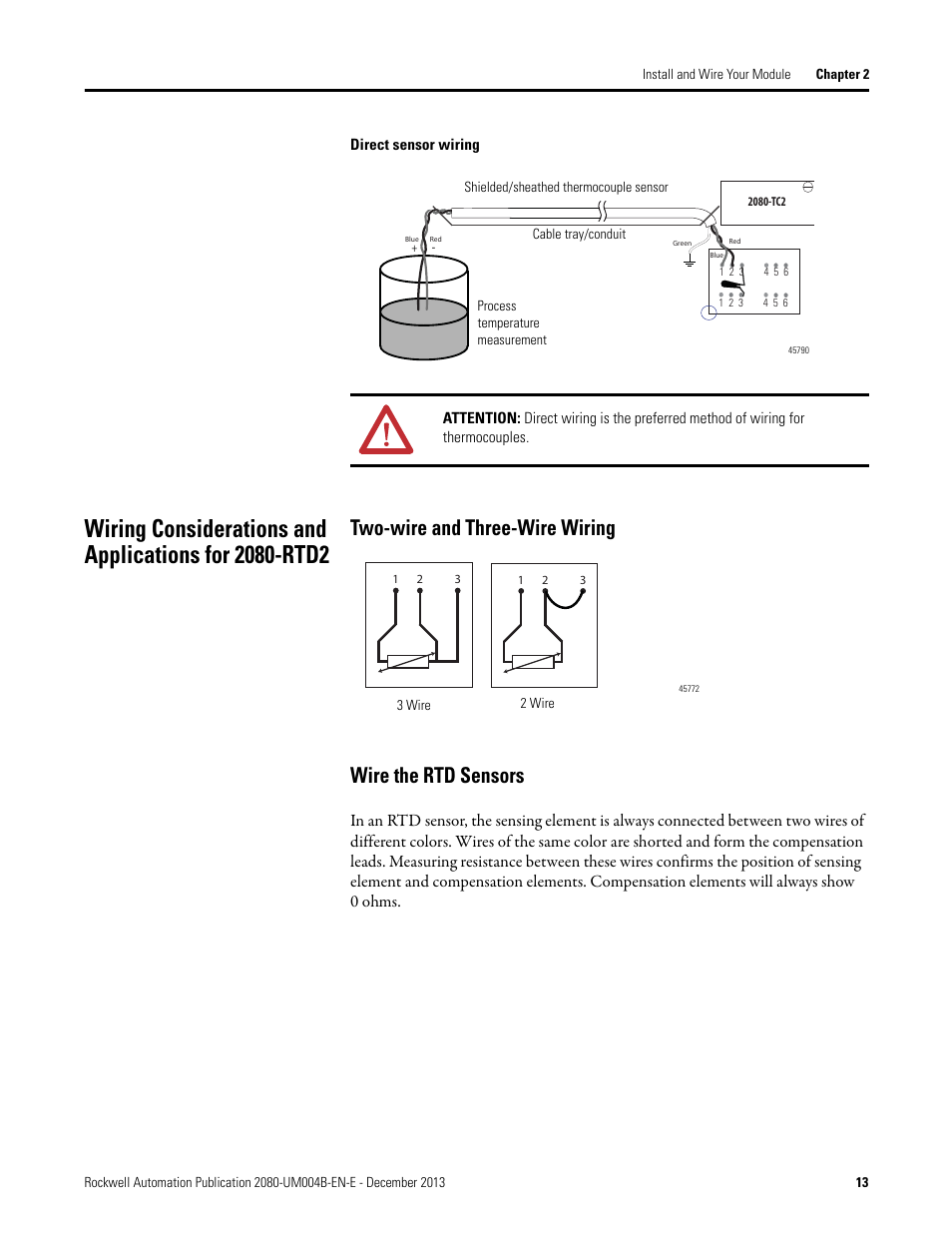 Two-wire and three-wire wiring, Wire the rtd sensors | Rockwell Automation 2080 Micro800 Digital and Analog Plug-in Modules User Manual | Page 21 / 108