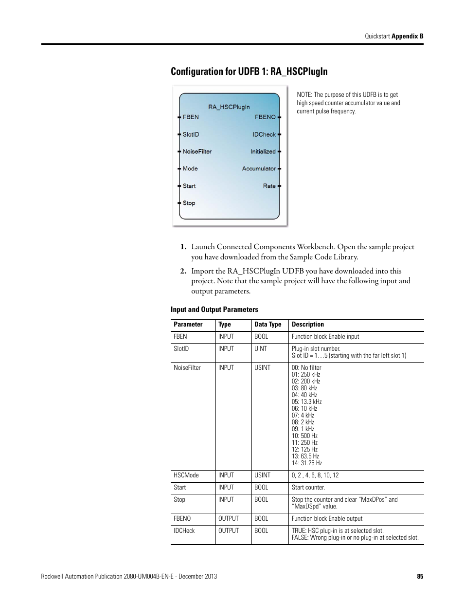 Configuration for udfb 1: ra_hscplugin | Rockwell Automation 2080 Micro800 Digital and Analog Plug-in Modules User Manual | Page 93 / 108